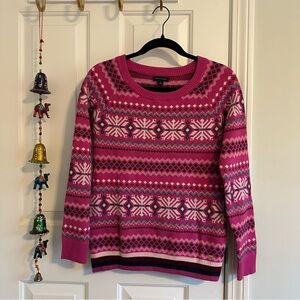Tommy Hilfiger Pink Fair Isle Crew Neck Sweater
